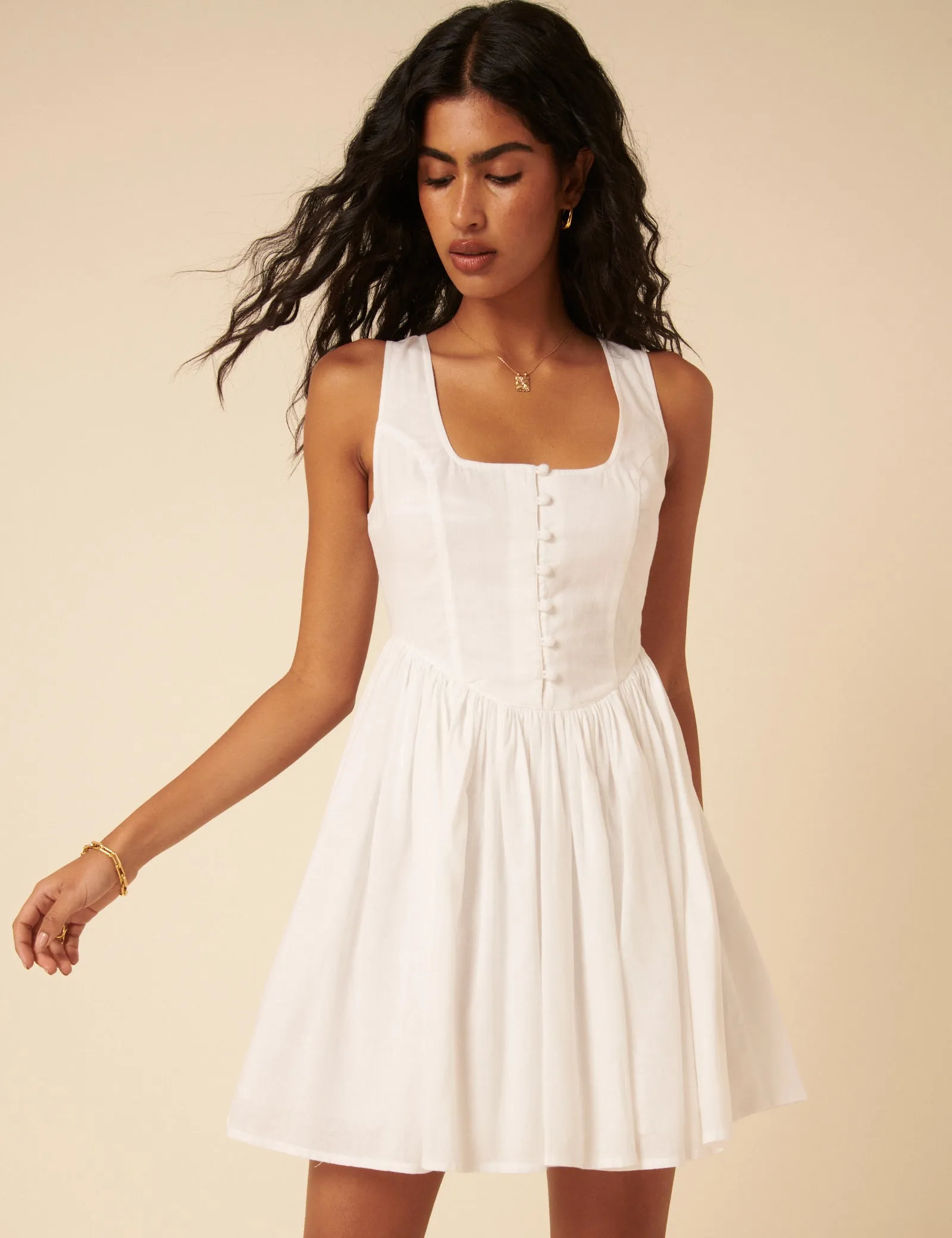 White Drop Waist Cora Mini Dress sold by Nobody's Child product image thumbnail 3