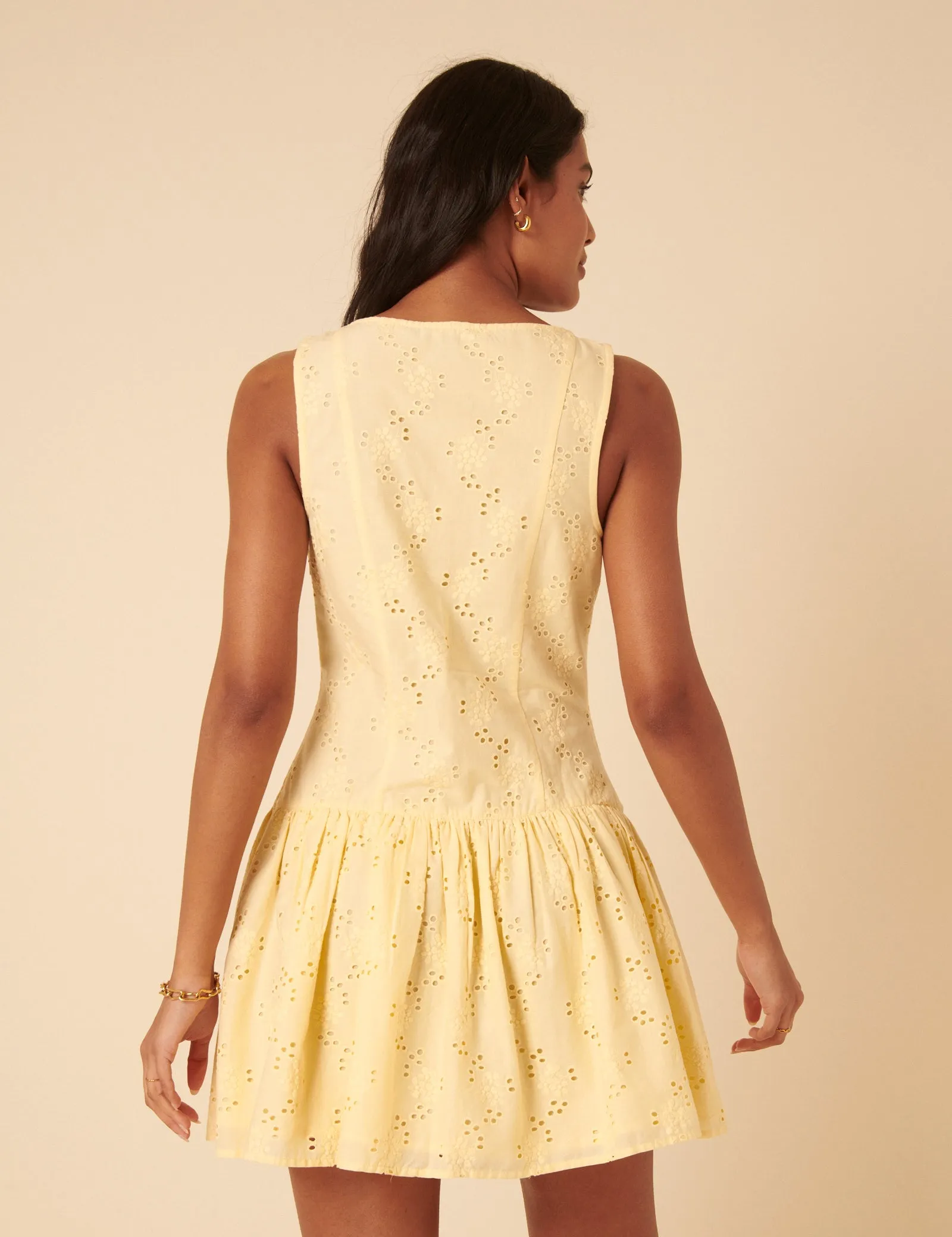Butter Yellow Broderie Anglaise Claudia Mini Dress sold by Nobody's Child product image thumbnail 5