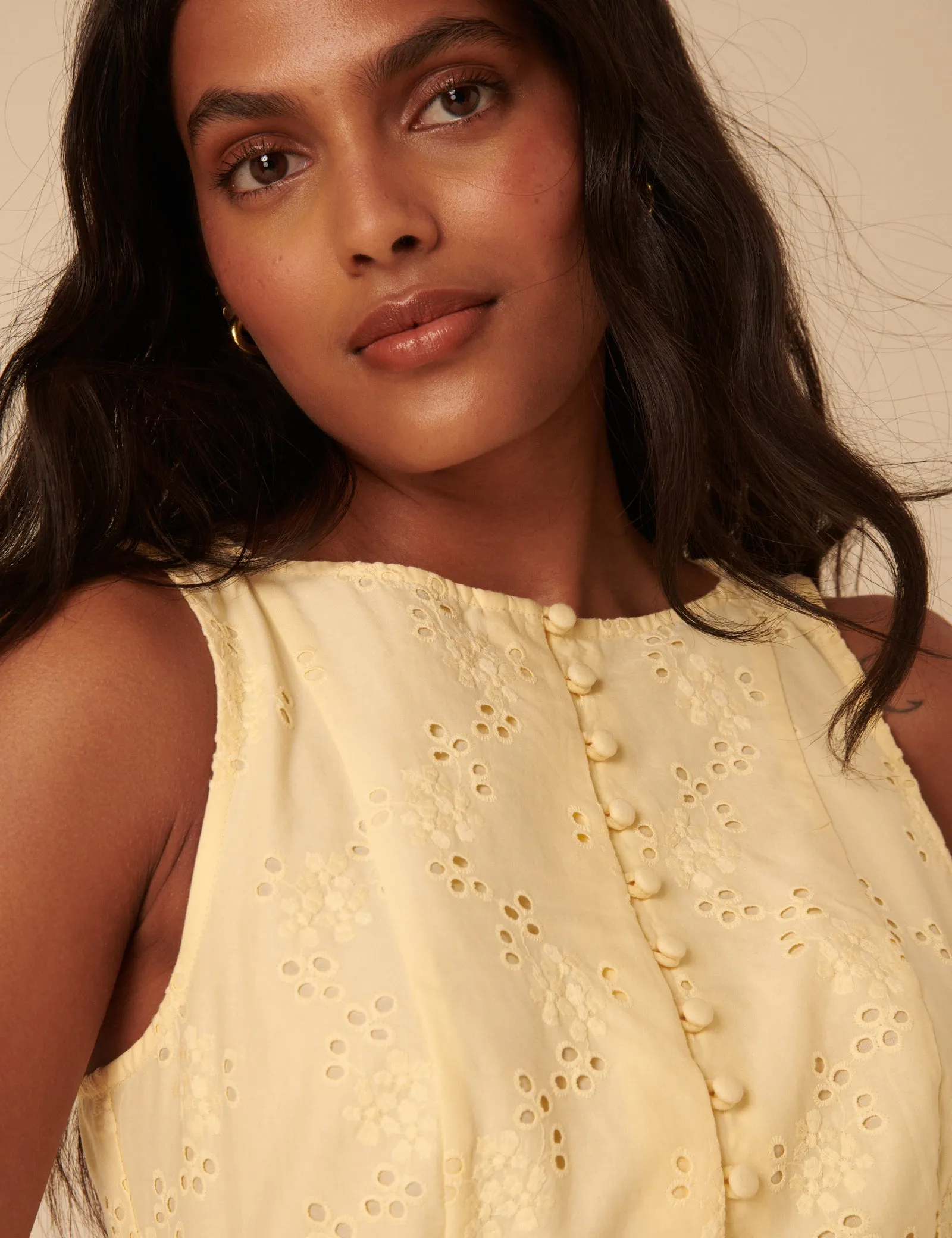 Butter Yellow Broderie Anglaise Claudia Mini Dress sold by Nobody's Child product image thumbnail 3