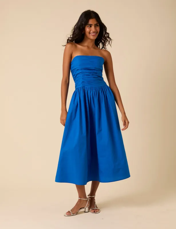 Blue Bandeau Felicity Midi Dress sold by Nobody's Child