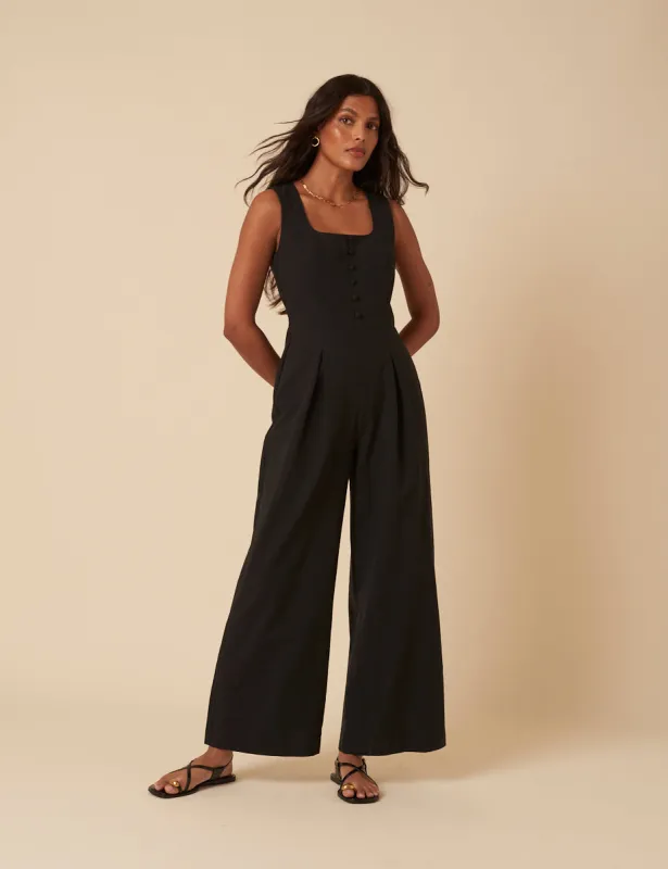 Black Tailored Scoop Neck Jumpsuit sold by Nobody's Child