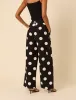 Black Polka Dot Linen-blend Wide Leg Trousers sold by Nobody's Child
