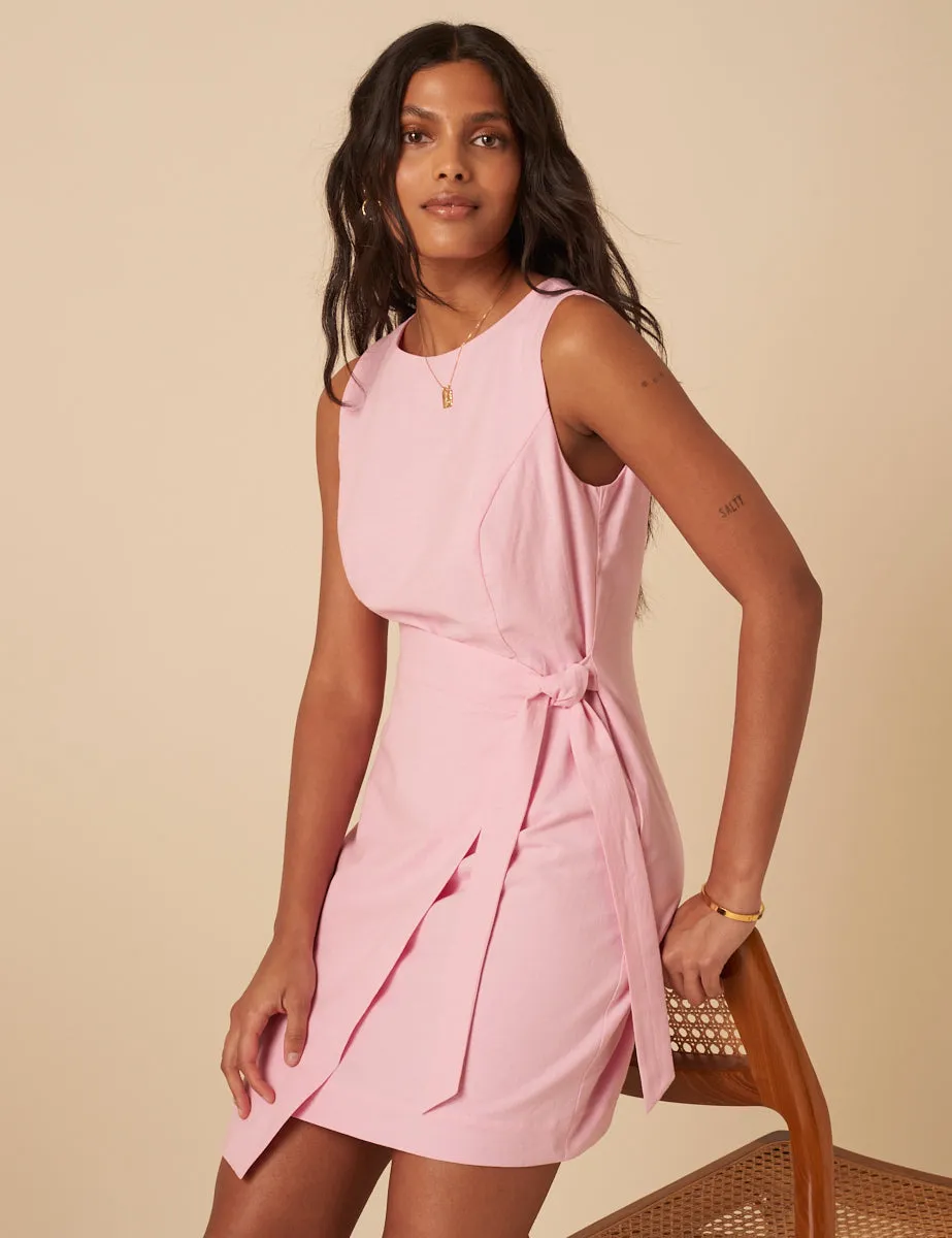 Pink Tie Waist Lottie Mini Dress sold by Nobody's Child product image thumbnail 2
