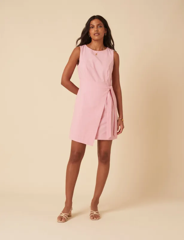 Pink Tie Waist Lottie Mini Dress sold by Nobody's Child
