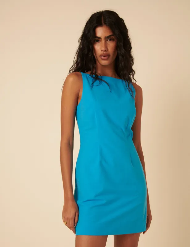 Blue Freya Shift Mini Dress sold by Nobody's Child