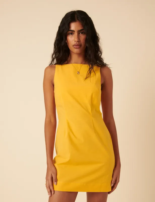 Yellow Freya Shift Mini Dress sold by Nobody's Child