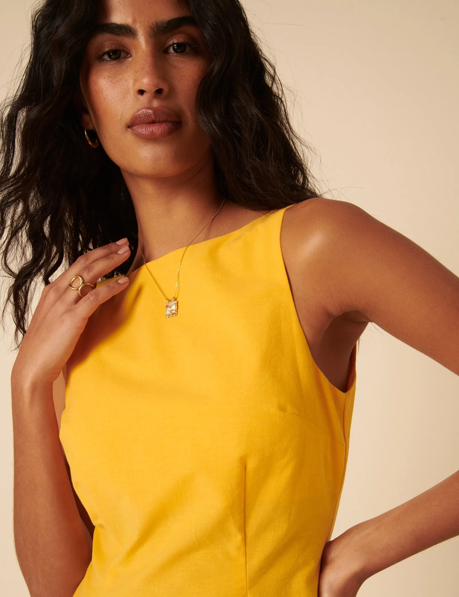Yellow Freya Shift Mini Dress sold by Nobody's Child product image thumbnail 2