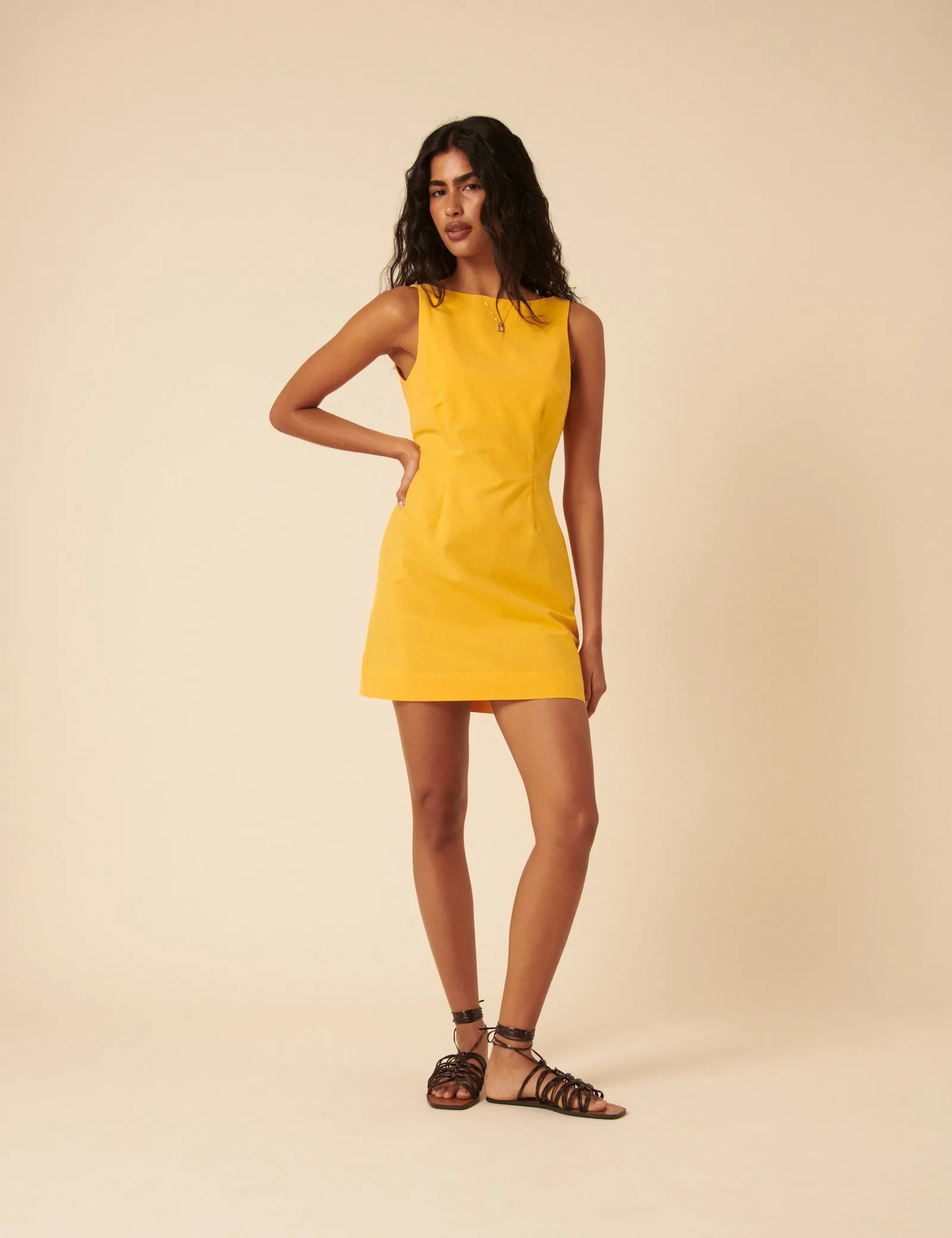 Yellow Freya Shift Mini Dress sold by Nobody's Child product image thumbnail 3