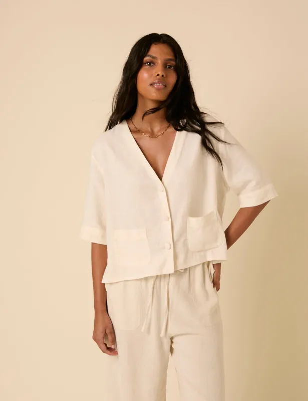 Cream Linen-blend Shirt sold by Nobody's Child