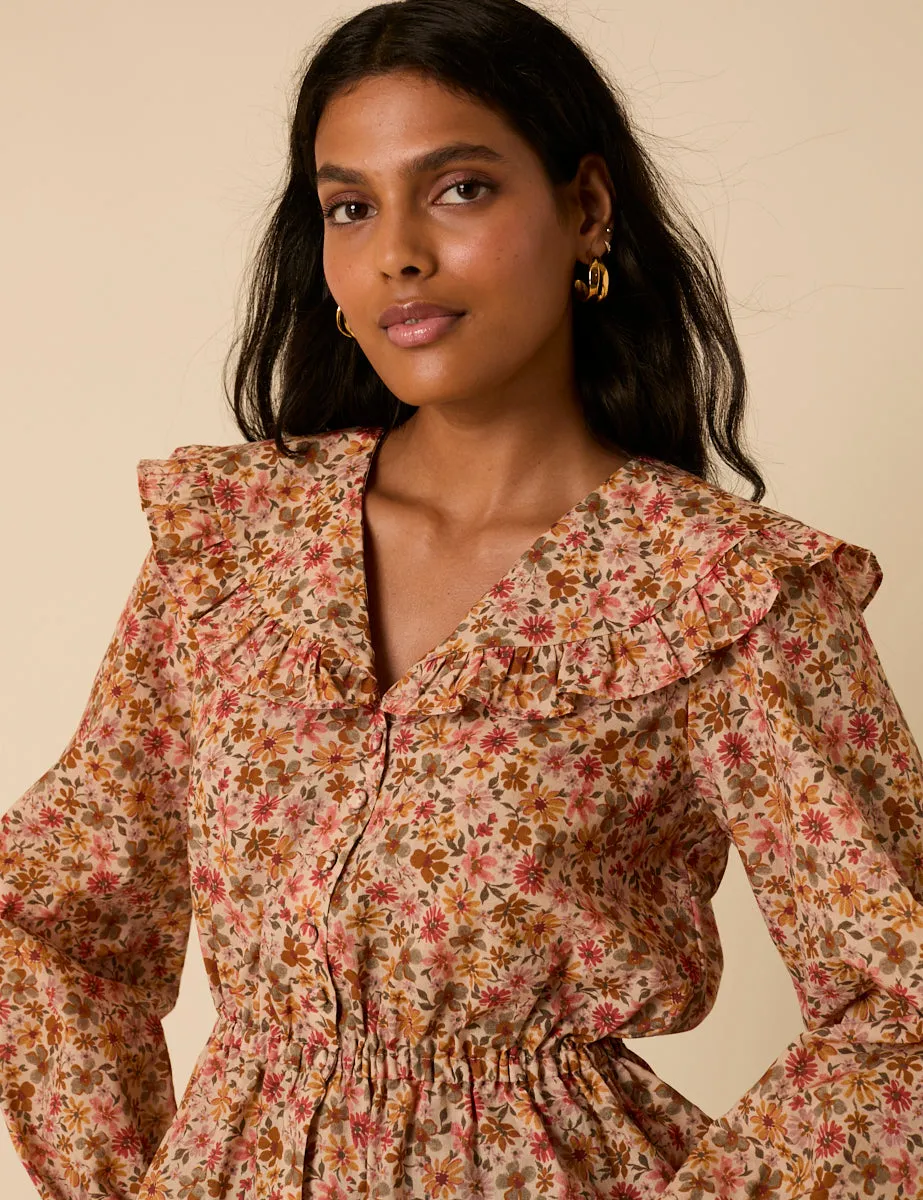 Pink Floral Frill Collar Top sold by Nobody's Child product image thumbnail 4
