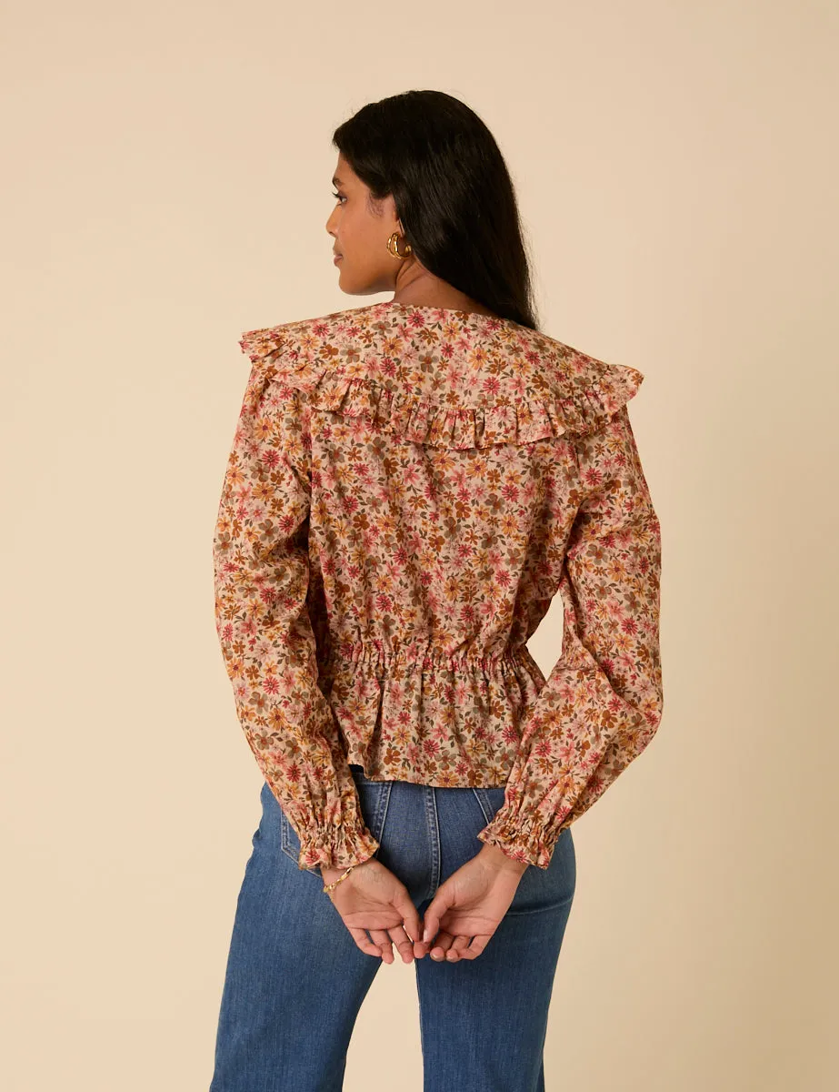 Pink Floral Frill Collar Top sold by Nobody's Child product image thumbnail 5