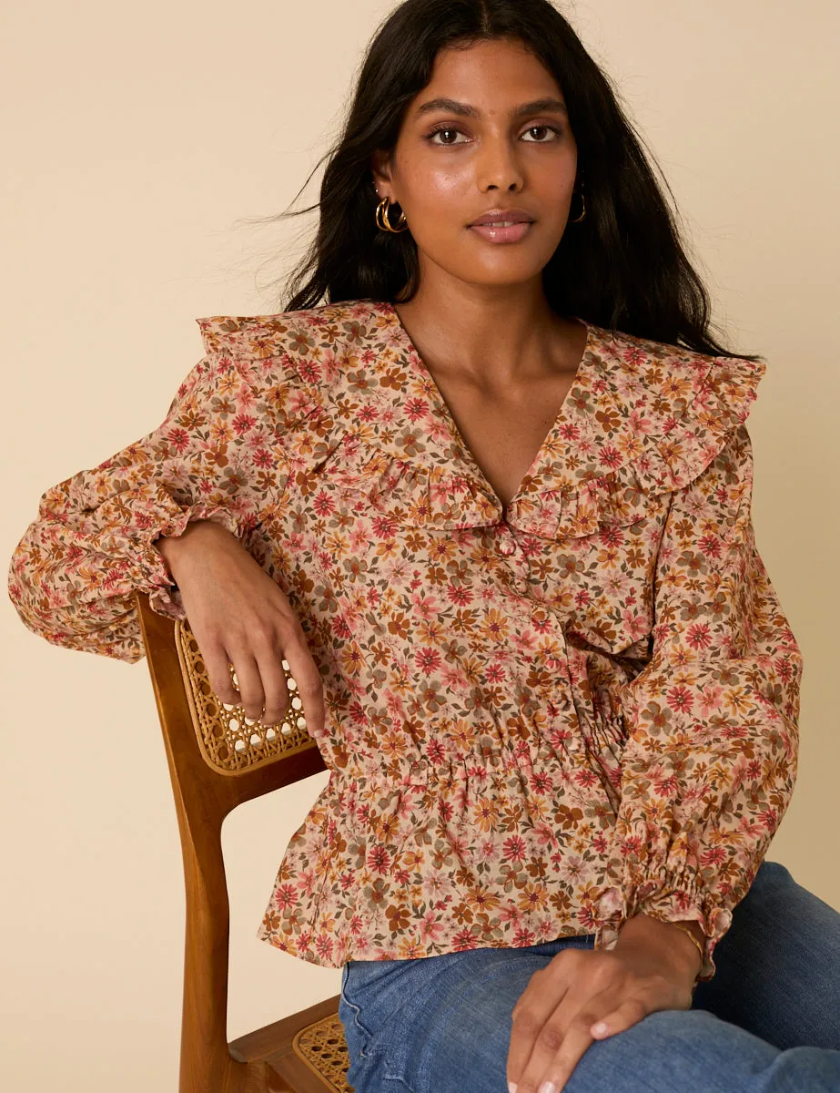 Pink Floral Frill Collar Top sold by Nobody's Child product image thumbnail 3