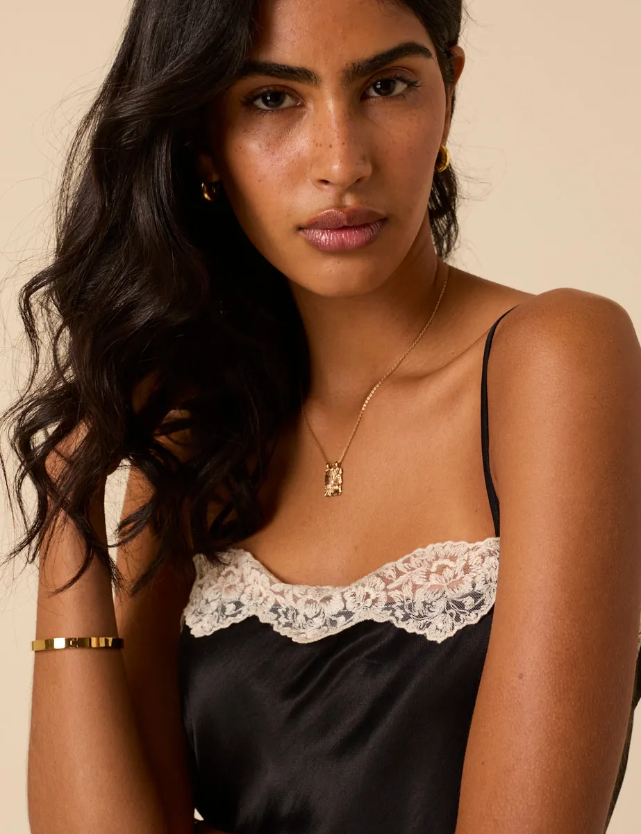 Black Satin Lace Cami Top sold by Nobody's Child product image thumbnail 4