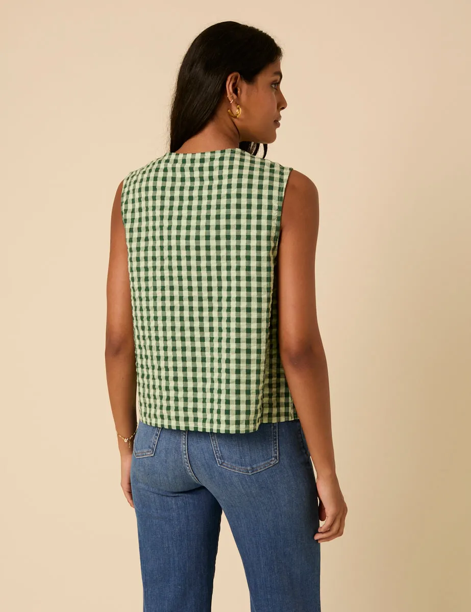 Green Gingham Tie Front Tessa Top sold by Nobody's Child product image thumbnail 4