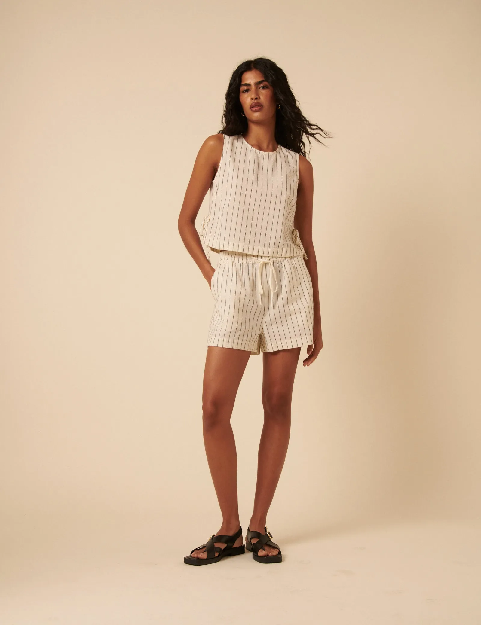 Cream Pinstripe Shorts sold by Nobody's Child product image thumbnail 5