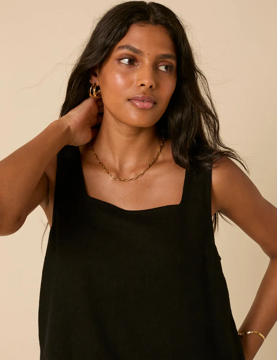 Black Linen-blend Swing Top sold by Nobody's Child product image thumbnail 2