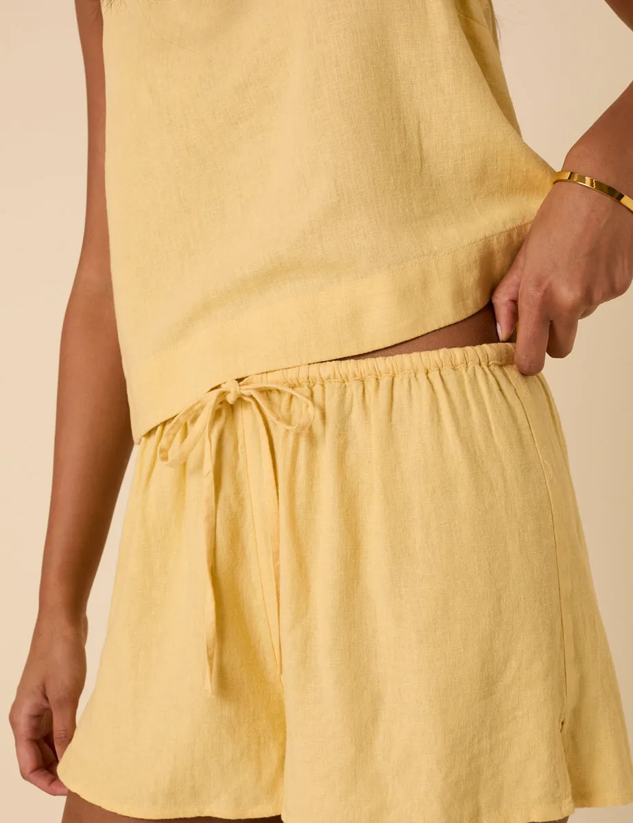 Butter Yellow Linen-blend Shorts sold by Nobody's Child product image thumbnail 2