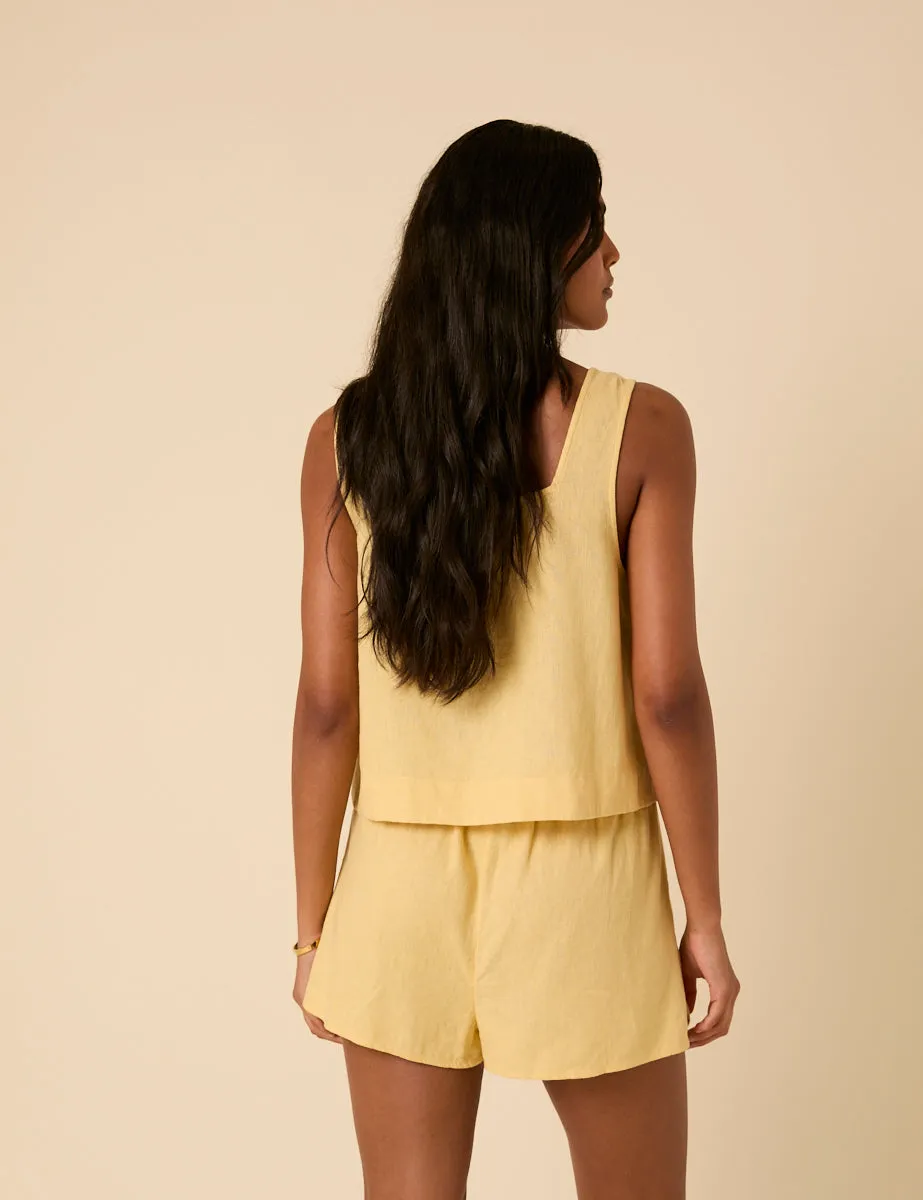 Butter Yellow Linen-blend Shorts sold by Nobody's Child product image thumbnail 4