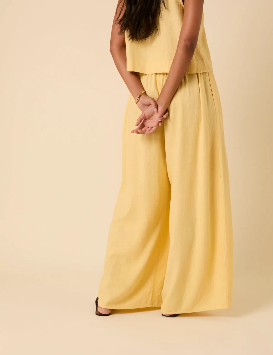 Butter Yellow Linen-blend Jerrow Trousers sold by Nobody's Child product image thumbnail 5