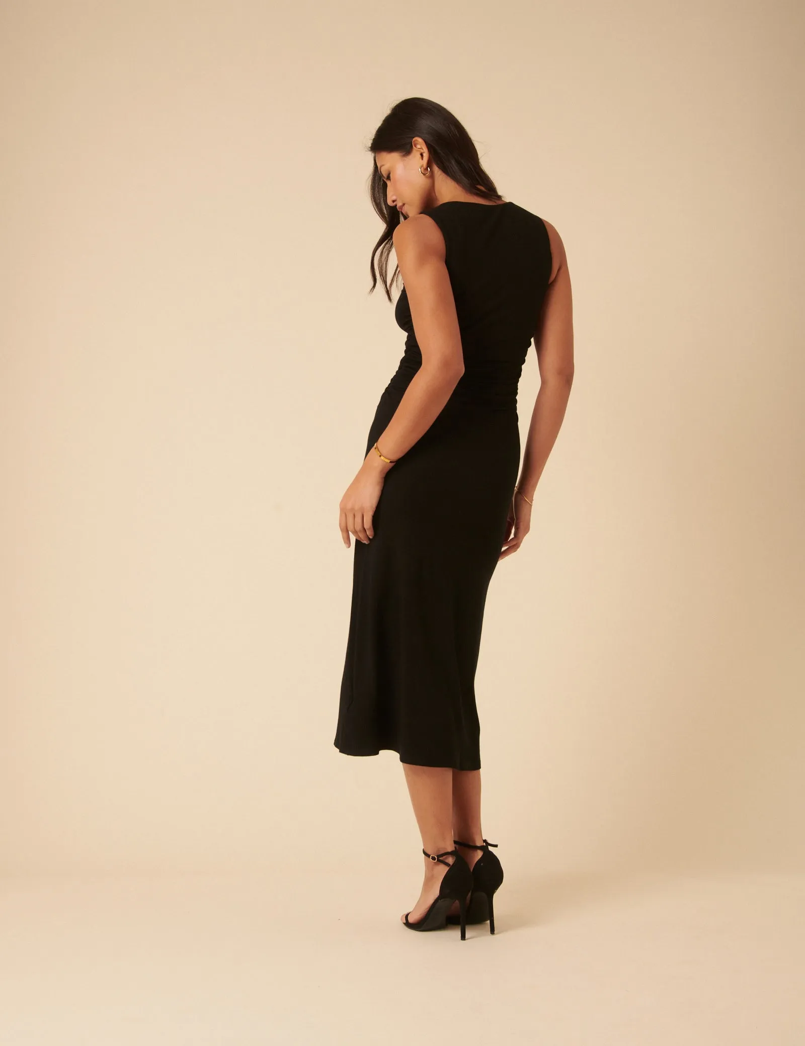 Black Ruched Jersey Midi Dress sold by Nobody's Child product image thumbnail 5