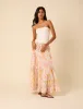 Pink Floral Printed Tiered Midi Skirt sold by Nobody's Child