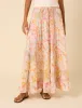 Pink Floral Printed Tiered Midi Skirt sold by Nobody's Child