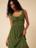 Green Ditsy Floral Tiered Heather Midi Dress sold by Nobody's Child