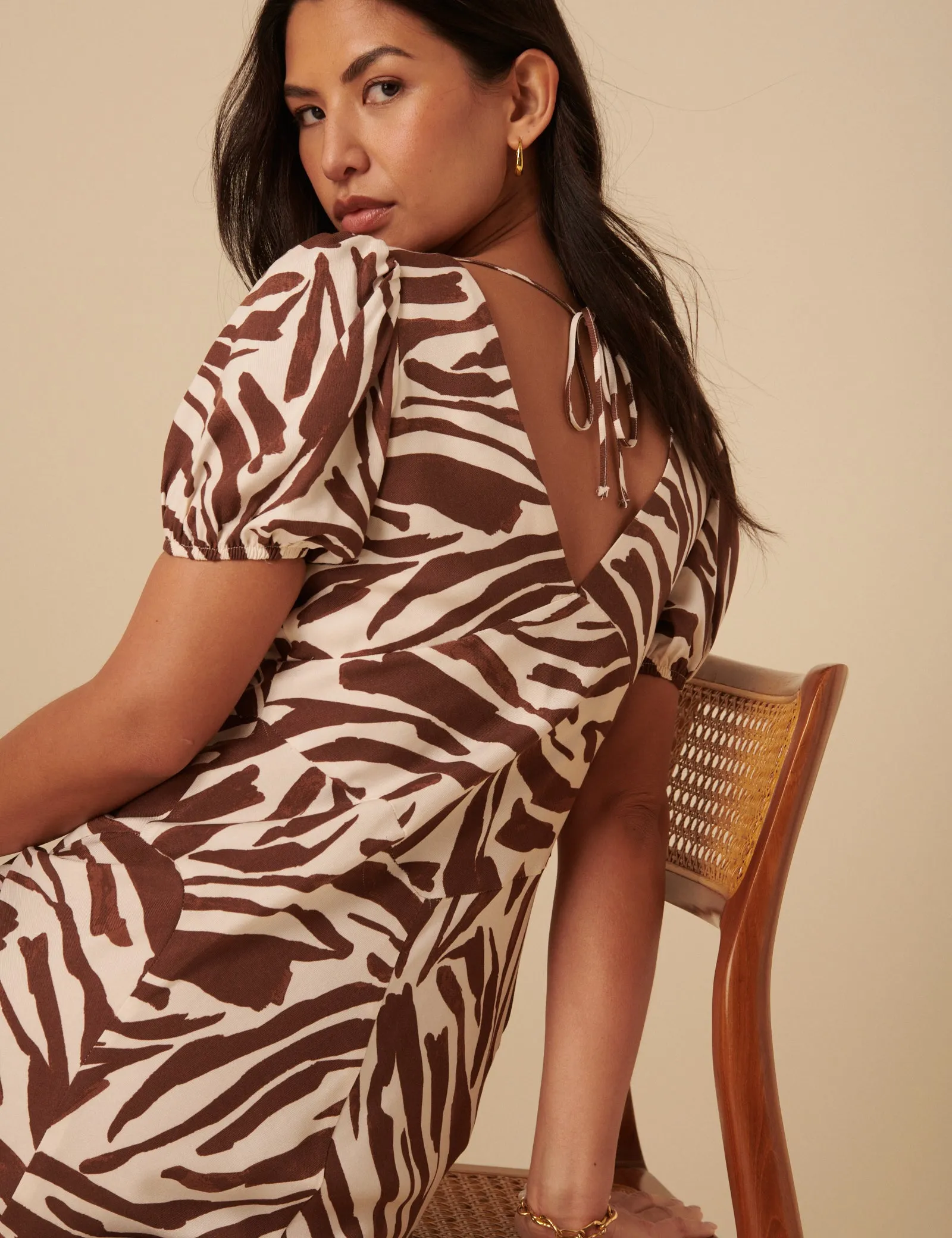 Brown Zebra Print Ella Midi Dess sold by Nobody's Child product image thumbnail 4