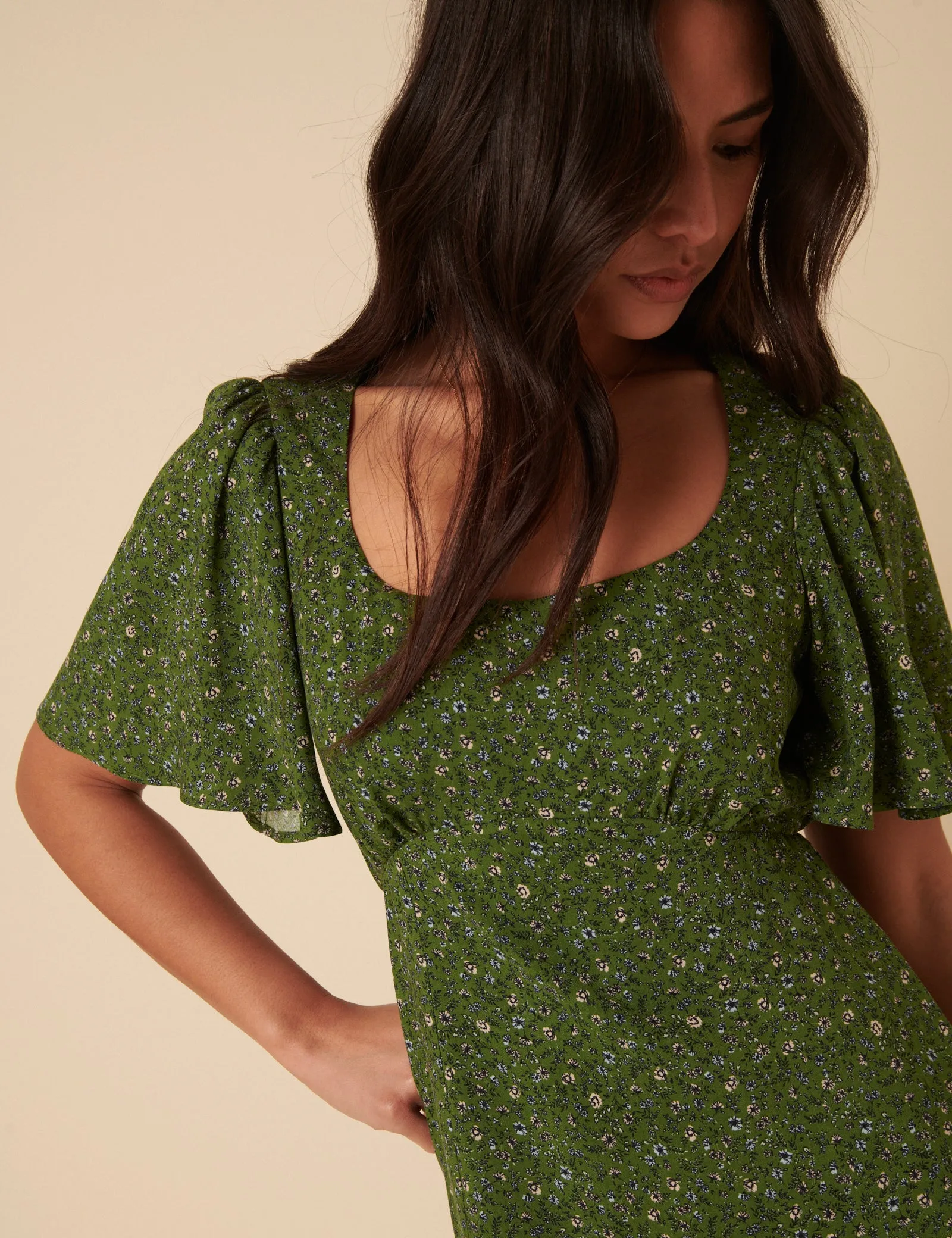 Green Ditsy Floral Dee Dee Midi Dress sold by Nobody's Child product image thumbnail 2