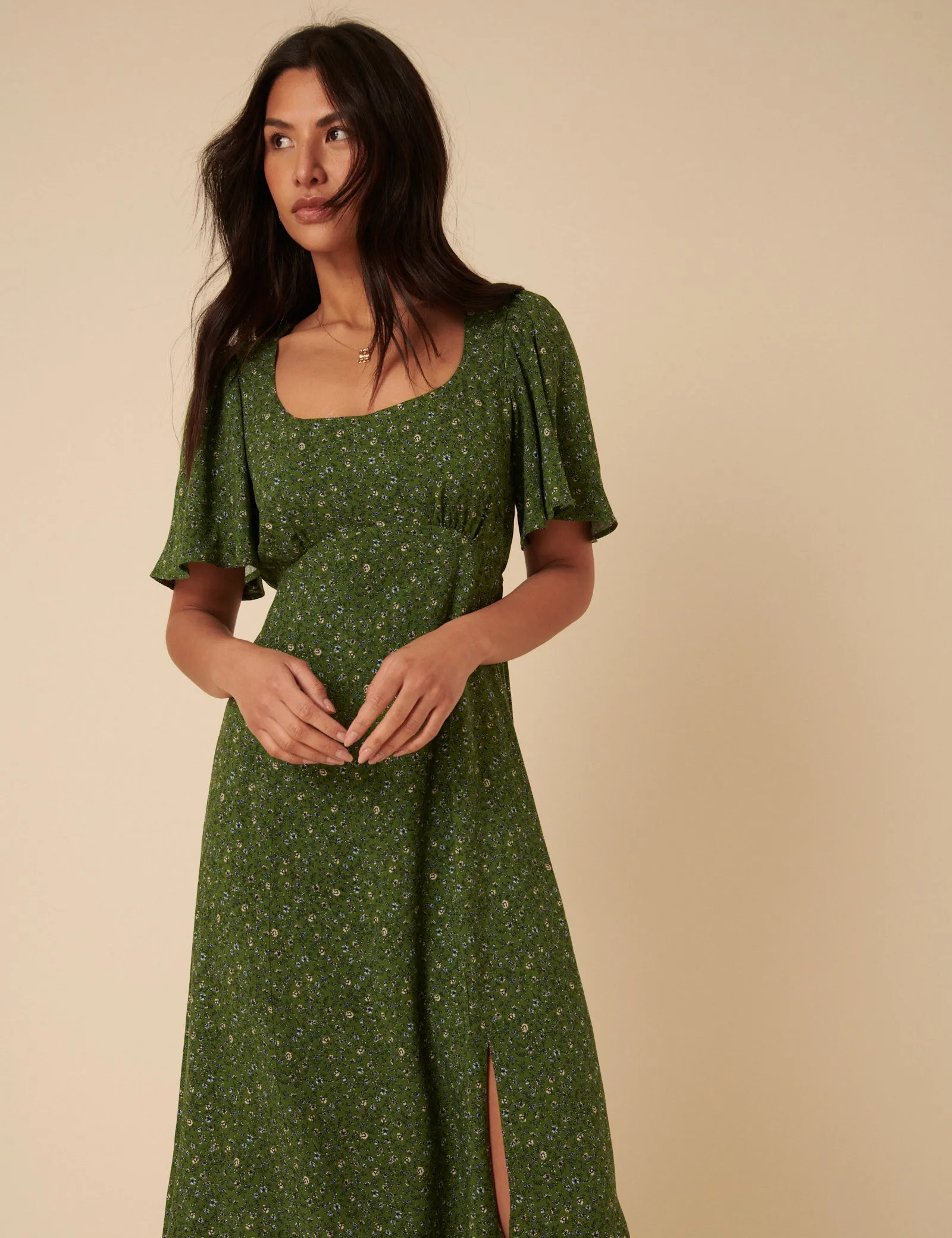 Green Ditsy Floral Dee Dee Midi Dress sold by Nobody's Child product image thumbnail 3