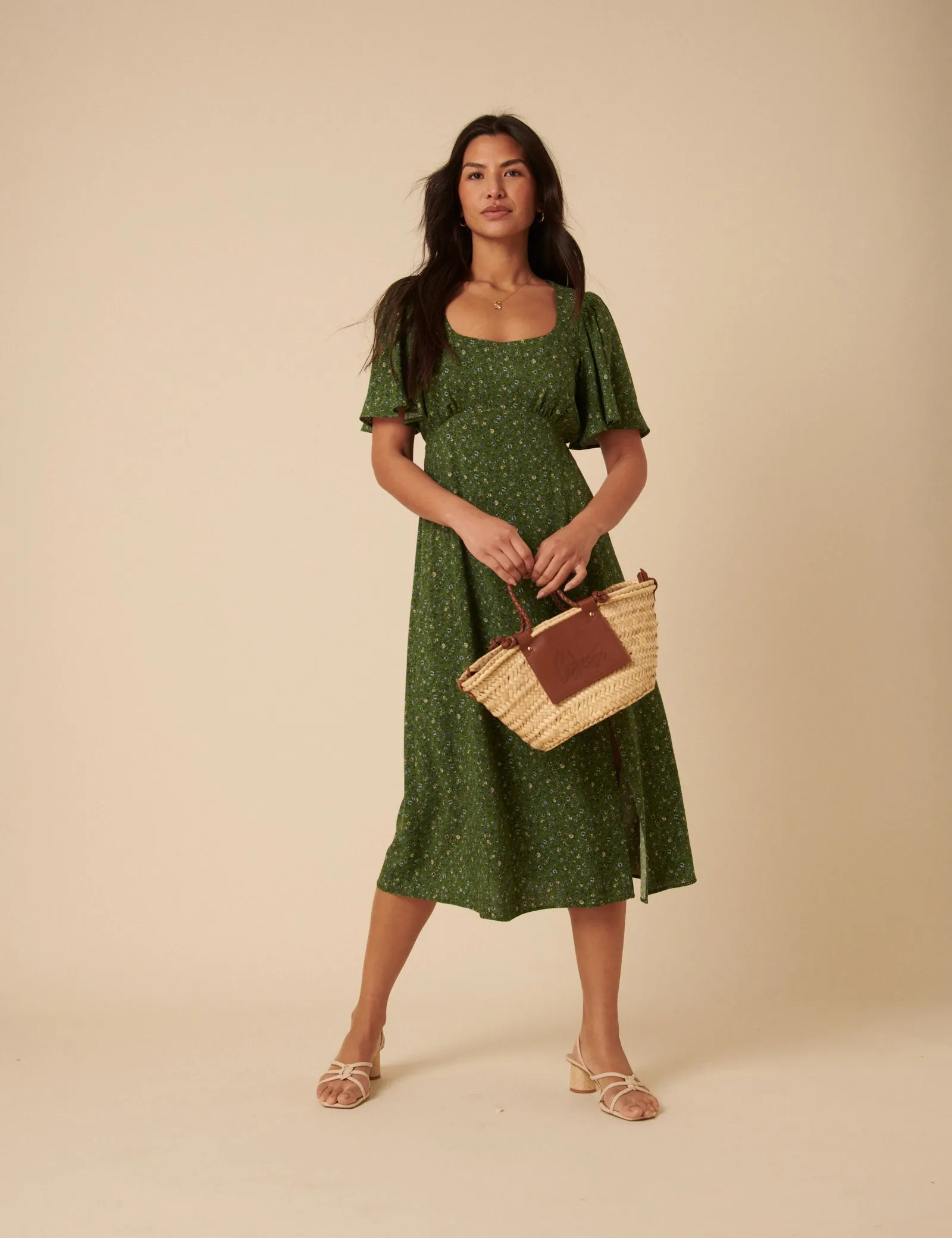 Green Ditsy Floral Dee Dee Midi Dress sold by Nobody's Child product image thumbnail 4