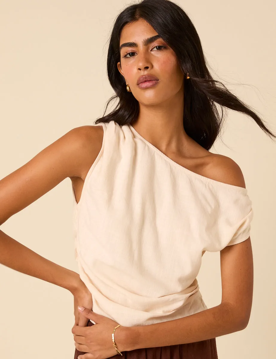 Cream One Shoulder Top sold by Nobody's Child product image thumbnail 3