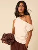 Cream One Shoulder Top sold by Nobody's Child