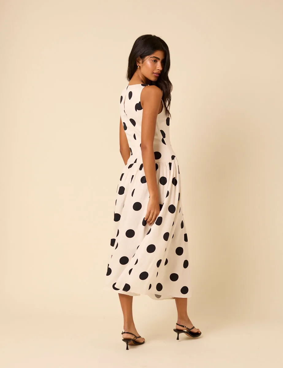White Polka Dot Kyla Midi Dress sold by Nobody's Child product image thumbnail 4