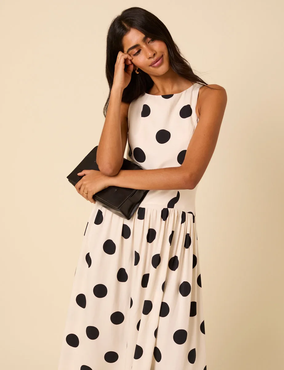 White Polka Dot Kyla Midi Dress sold by Nobody's Child product image thumbnail 2