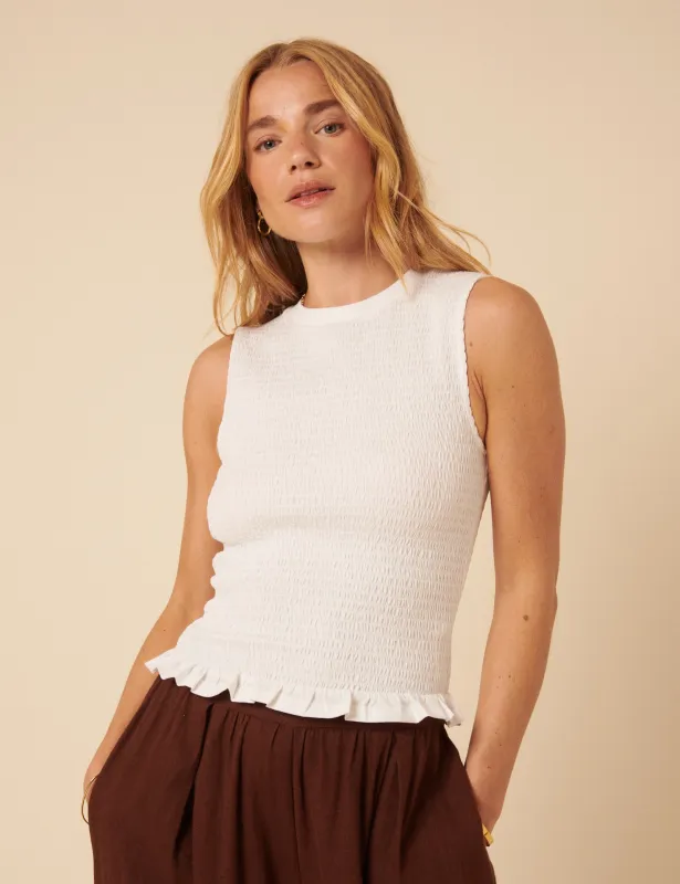 White Shirred Sleeveless Top sold by Nobody's Child