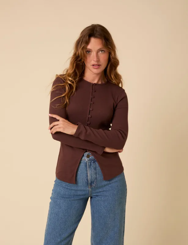 Brown Ribbed Waistcoat Top sold by Nobody's Child