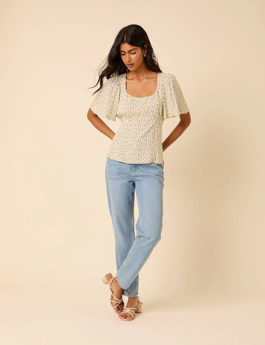 Cream Ditsy Floral Dee Dee Top sold by Nobody's Child product image thumbnail 3