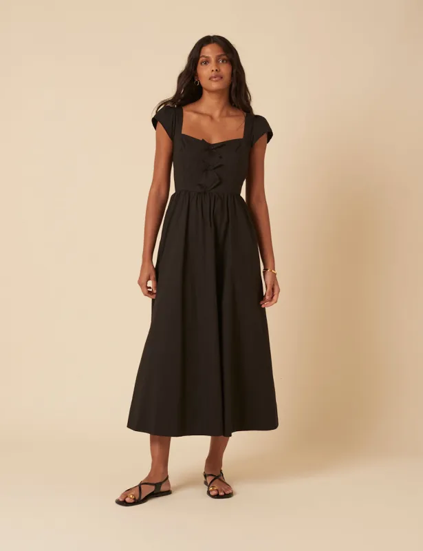 Black Bow Detail Heidi Midi Dress sold by Nobody's Child