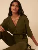 Khaki Green Linen-blend Tie Waist Jumpsuit sold by Nobody's Child
