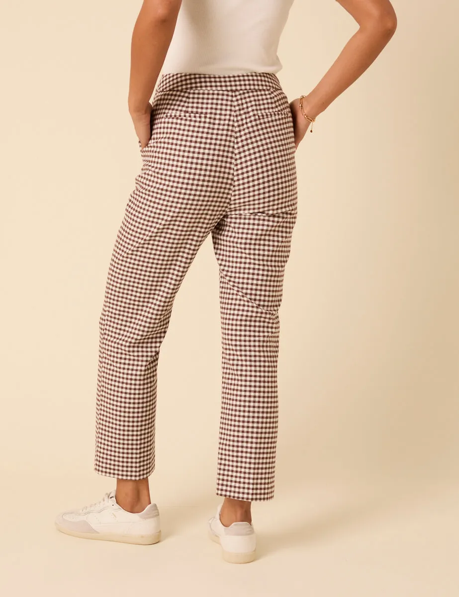 Brown Gingham Straight Leg Trousers sold by Nobody's Child product image thumbnail 5