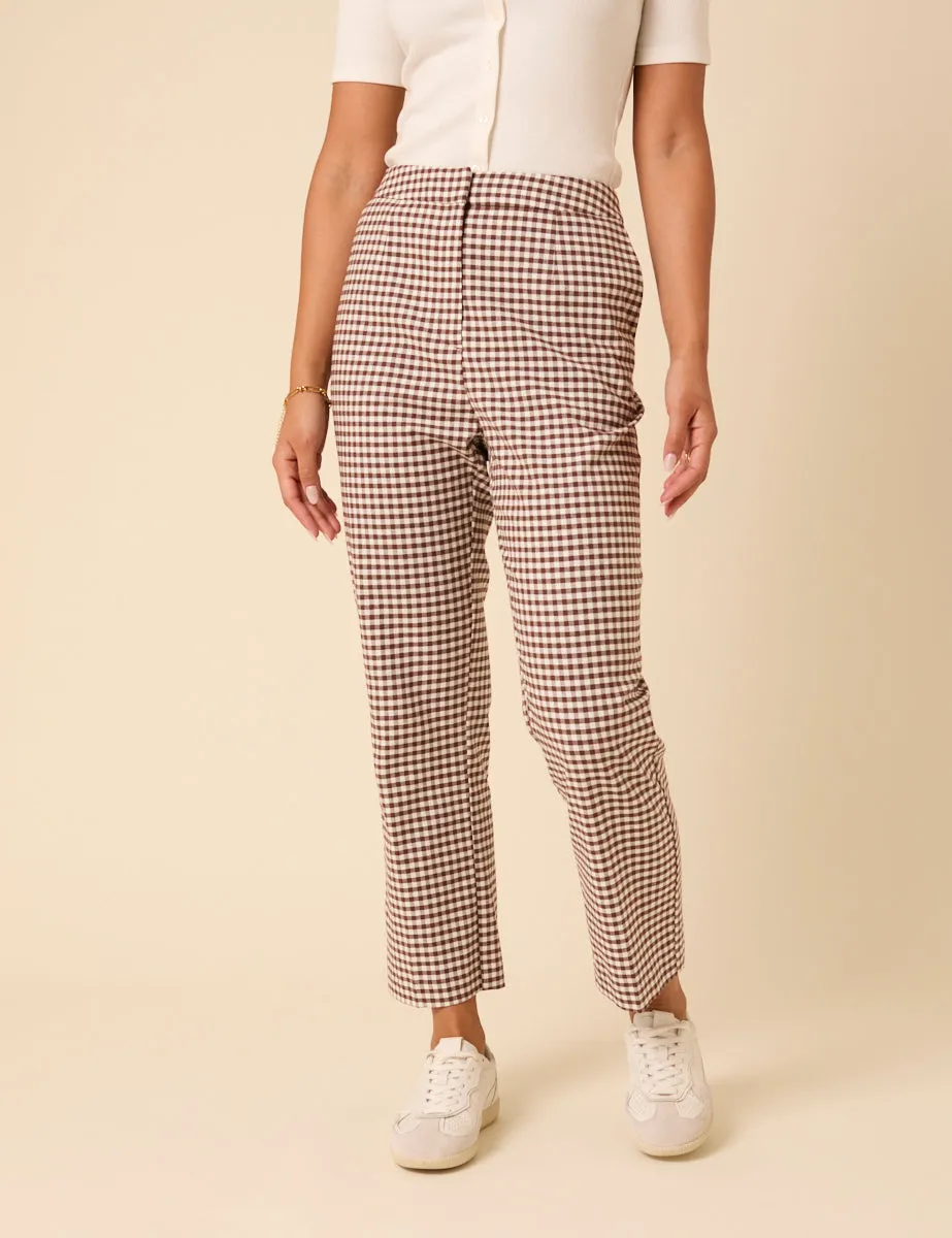 Brown Gingham Straight Leg Trousers sold by Nobody's Child product image thumbnail 2