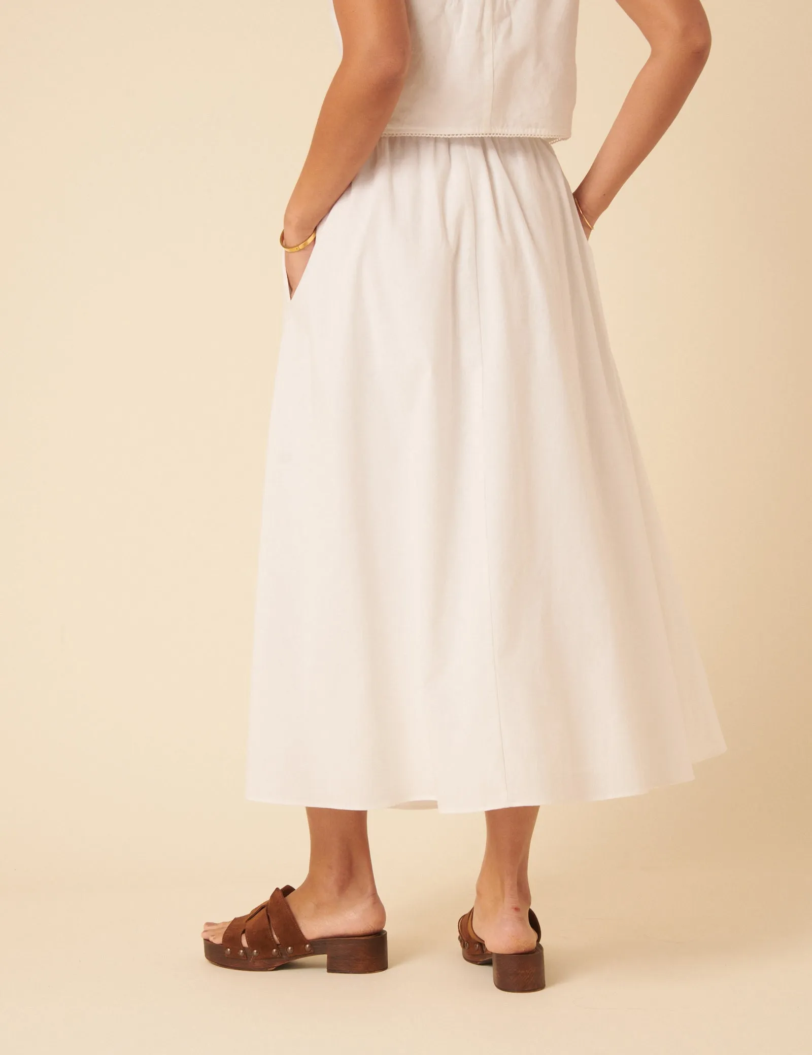 White Drawstring Midi Skirt sold by Nobody's Child product image thumbnail 5