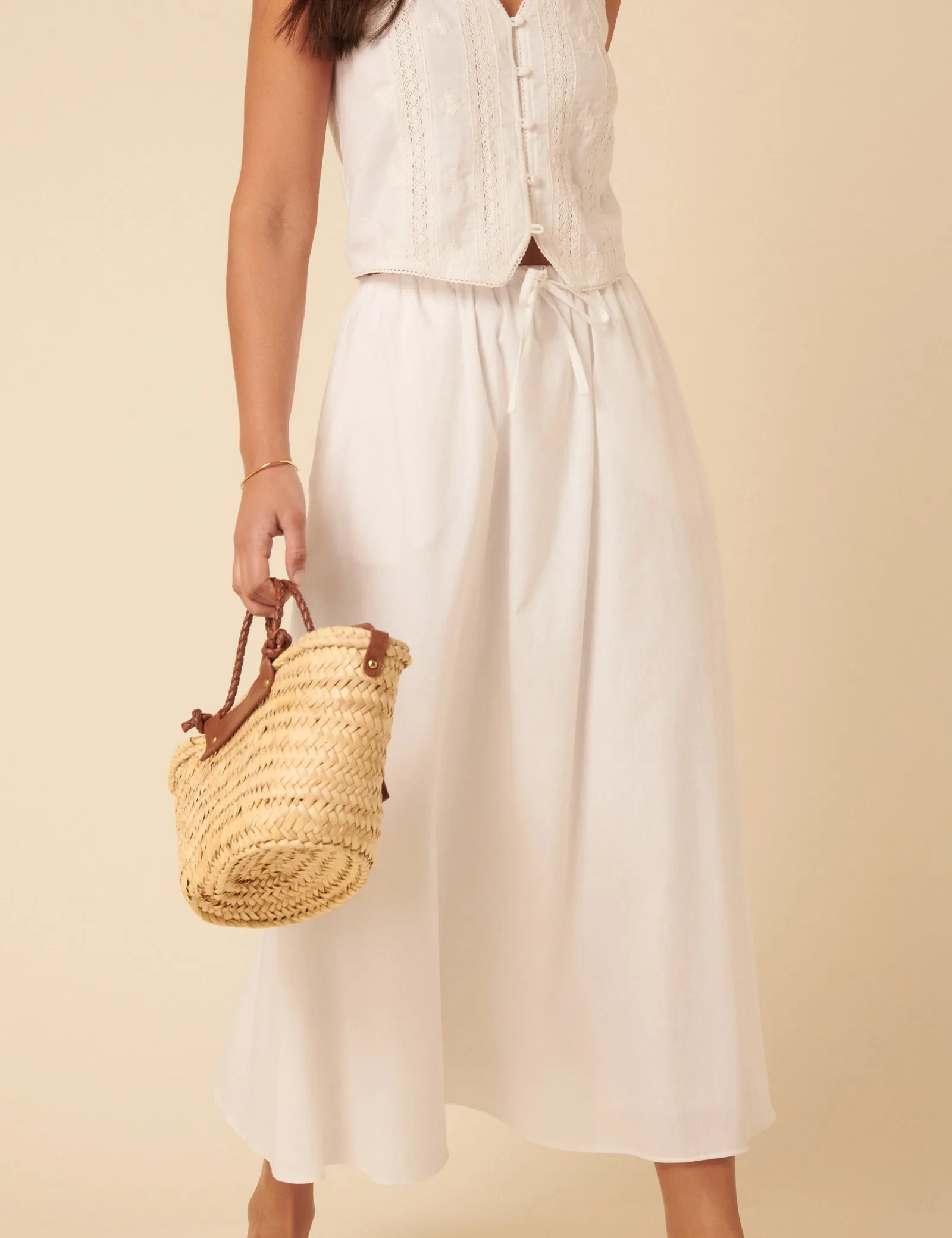 White Drawstring Midi Skirt sold by Nobody's Child product image thumbnail 4