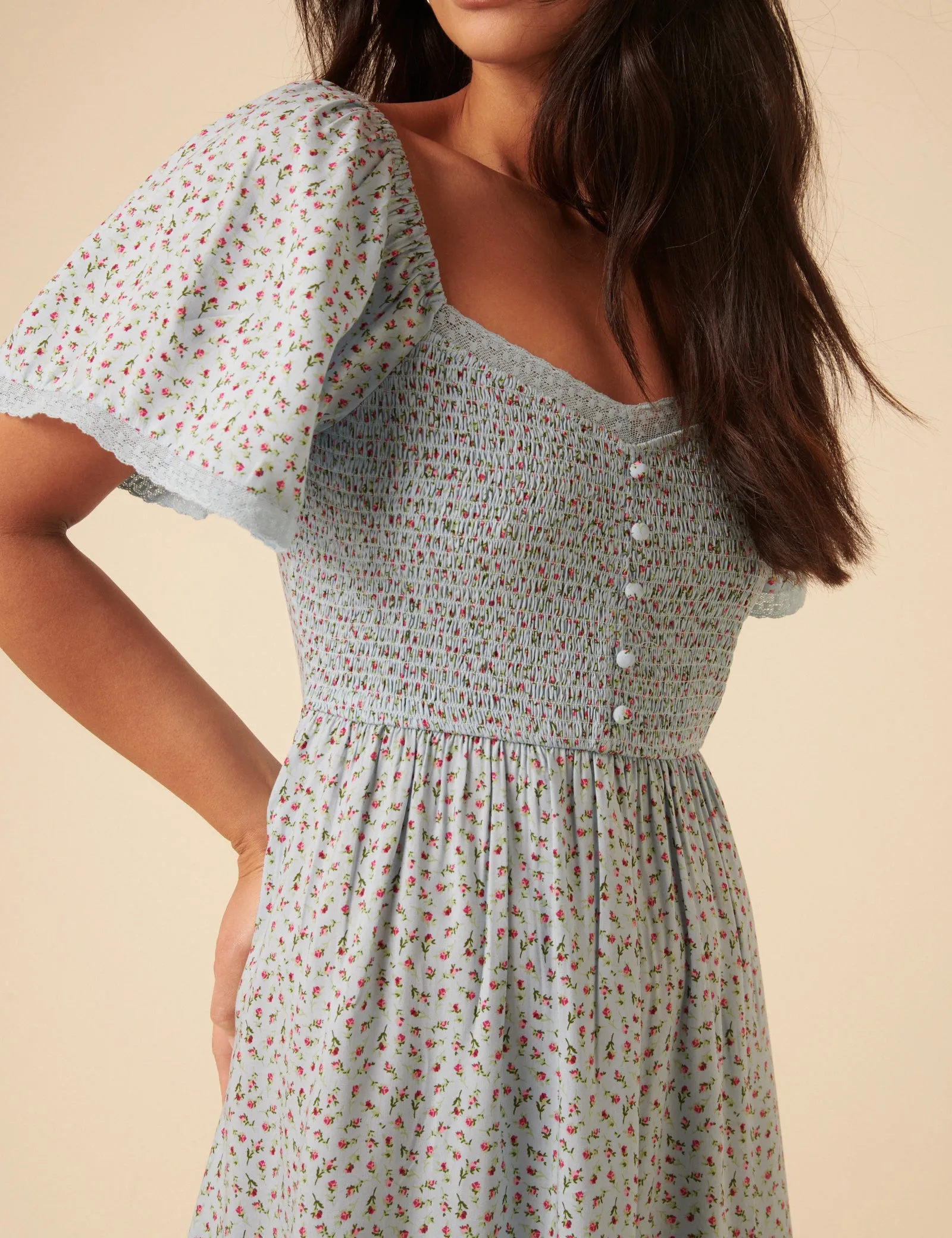 Blue Ditsy Floral Mia Midi Dress sold by Nobody's Child product image thumbnail 2