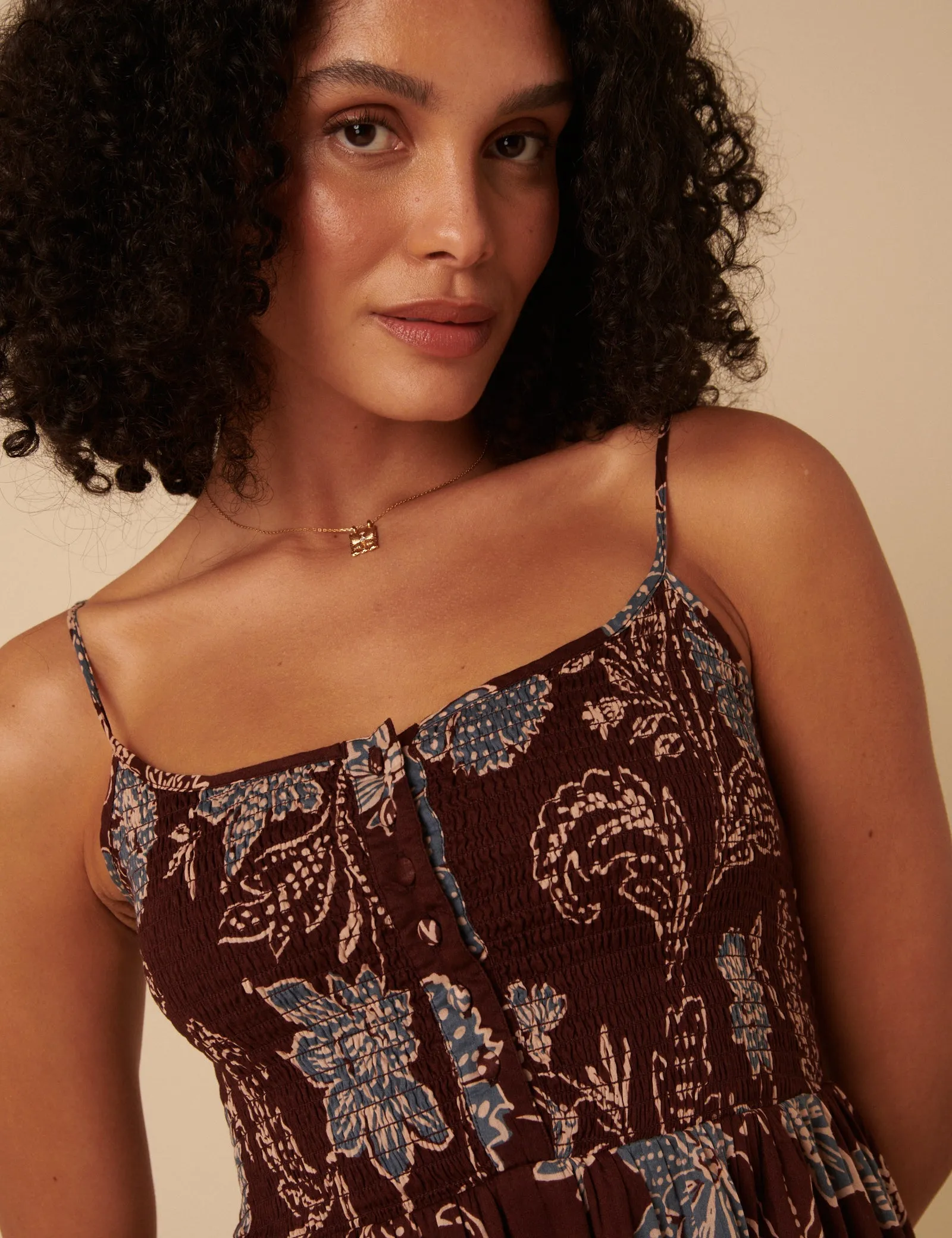 Brown Paisley Print Tamara Midi Dress sold by Nobody's Child product image thumbnail 2