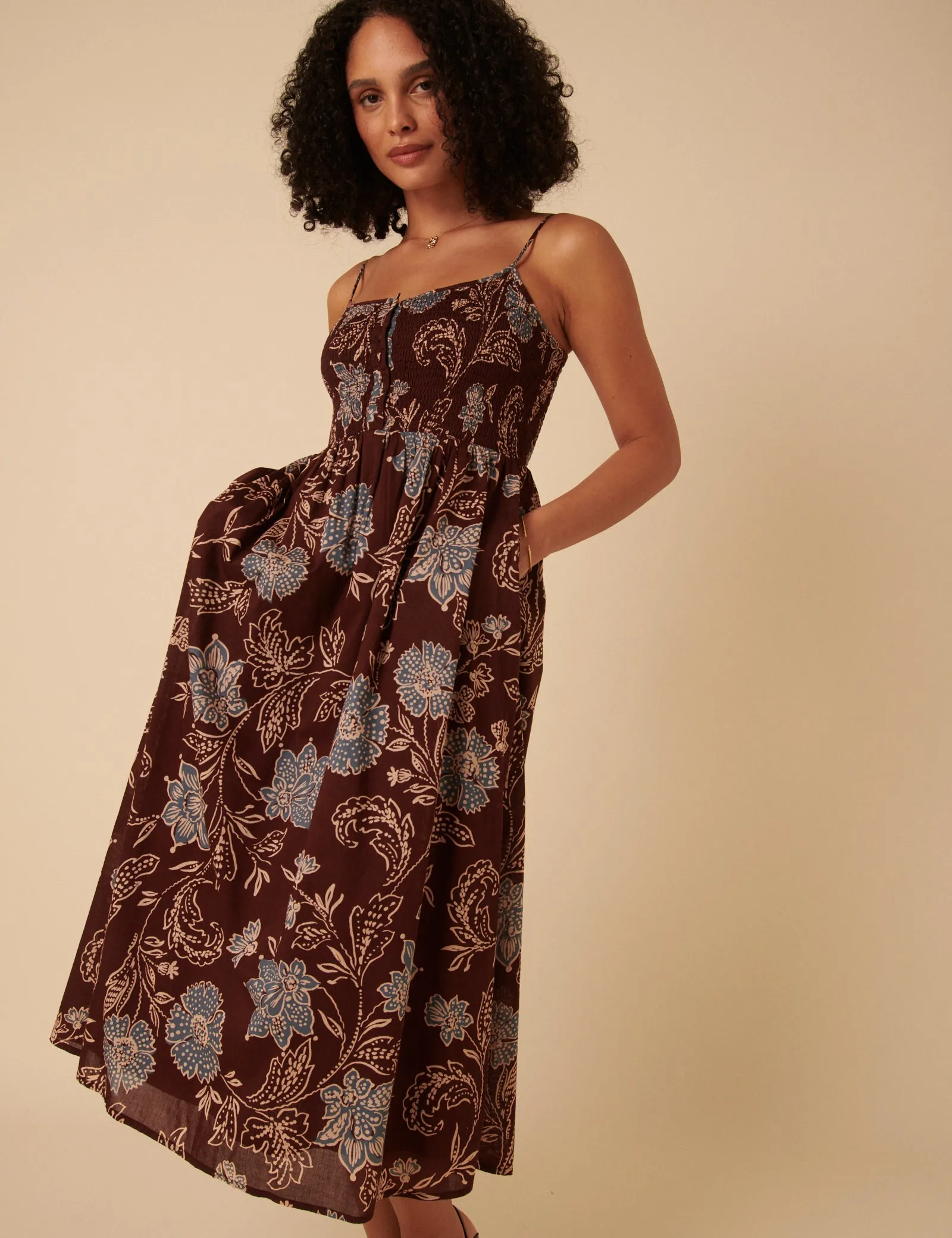 Brown Paisley Print Tamara Midi Dress sold by Nobody's Child product image thumbnail 3