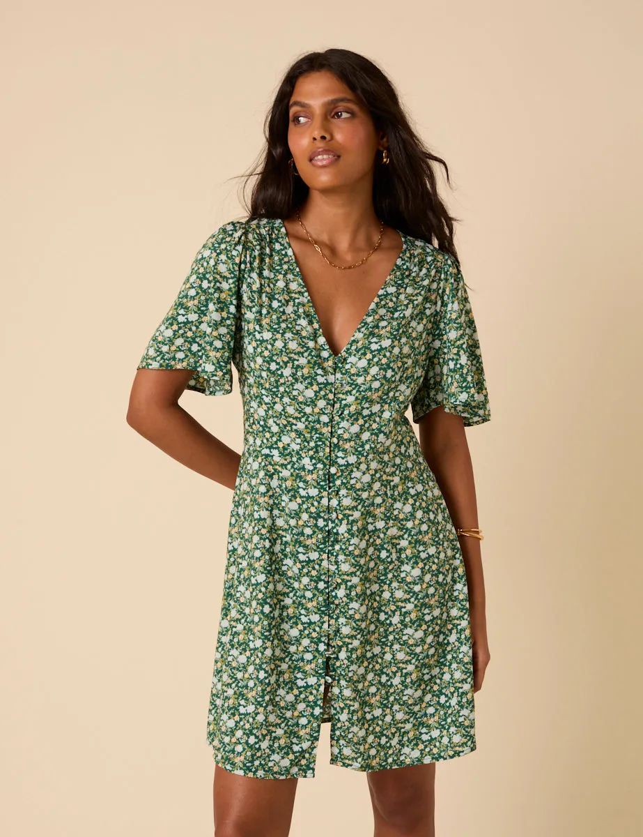 Green Ditsy Floral Andie Mini Dress sold by Nobody's Child product image thumbnail 3