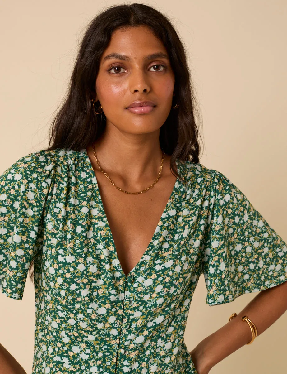 Green Ditsy Floral Andie Mini Dress sold by Nobody's Child product image thumbnail 2