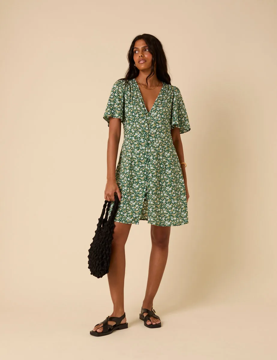 Green Ditsy Floral Andie Mini Dress sold by Nobody's Child